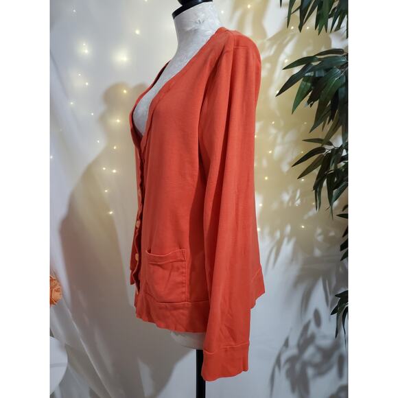 Fresh Produce Deep V-Neck Button Cardigan Sweater Womens Size XL Coral Pockets - Picture 4 of 8